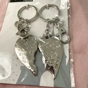 Disney heart mickey keychain set silver